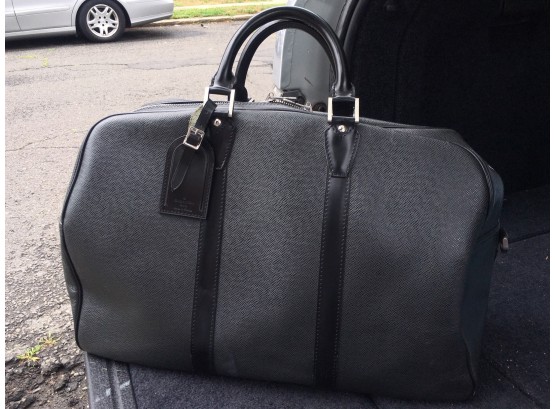 Incredible LOUIS VUITTON Taiga Gray/Black Leather 'Keepall 45' Duffle / Overnight Bag - Paid $2,700 - WOW !