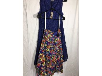 NY-27 - Two (2) Fantastic SHOSHANA Dresses - Strapless Size 6 Blue Dress Size 8 - HIGH QUALITY !