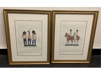 Two Framed Colored Military Prints