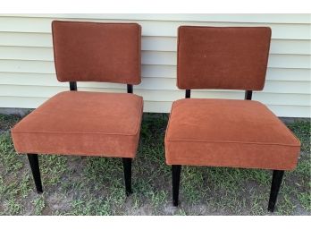 Pair Of Decorator Chairs - Dark Orange With Black Legs