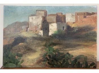 Oil On Canvas - Heavy Pallette Pencil Signed Diego Ganez 1969 In Stretches
