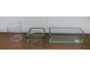 Three Decorative Glass Containers