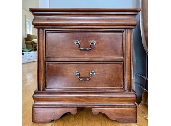 Two Drawer Wooden Nightstand