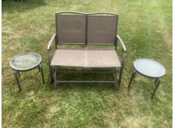 Outdoor Rocking Bench With 2 Side Tables (FV19)