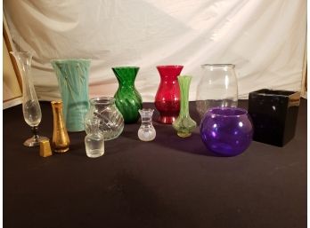 Diverse Lot Of Vases - Colored & Clear Glass