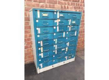 Vintage 27-Drawer Steel Catalog Cabinet