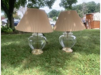 Pair Of Beige Glass Lamps FV3