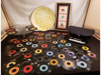 7' Vinyl Record & Home Decor Lot - See Pics For Closeups On All Pieces