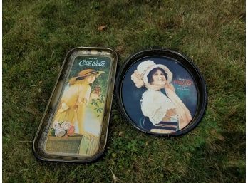 Lot Of 2 1970s Reproduction Coca Cola Trays (SF13)