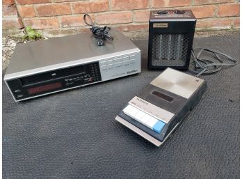 Lot Of (3) Panasonic Tape Recorder, Sunbeam Heat Cube & Quasar VCR