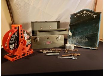Vintage Craftsman Toolbox, Bathroom Vanity Mirror & 150ft Electrical Cord & Reel
