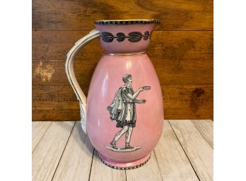Antique 1852 T. Till & Son Staffordshire England Pink Neo Classical Pitcher