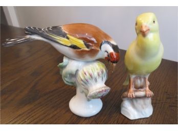 Beautiful Vintage Hungarian Porcelain Bird Figurine And Additional Porcelain Bird