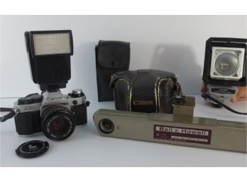 Vintage Canon AE-1 Camera And Accessories Collection