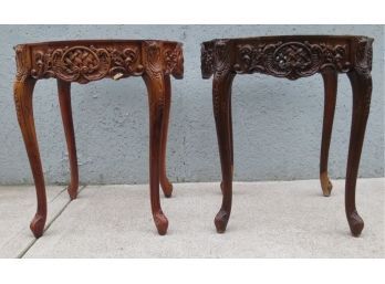 Pair Of Victorian Style Kimball Wood Side Tables - No Tops - Bases Only