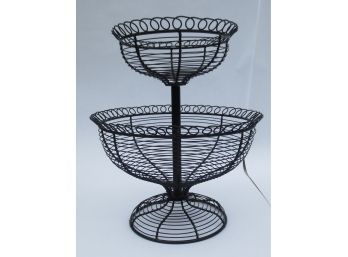 Metal Double Basket Fruit Stand