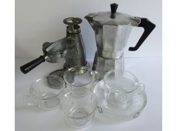 Coffee Maker With Cappuccino Glass Set