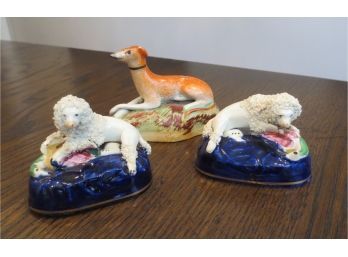 Collection Of 3 Dog Porcelain Figurines