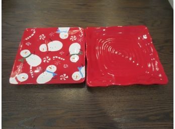 Pair Of Christmas Serving Platters