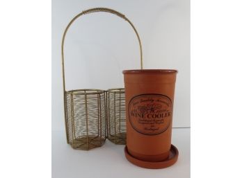 Terra Cotta Wine Cooler And Double Wine Caddy