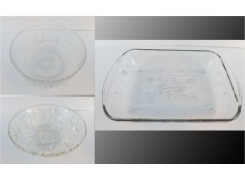 Group Of 3 Decorative Bowls And Serving Dish