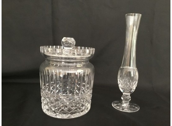 Waterford Lidded Candy Dish And Bud Vase.