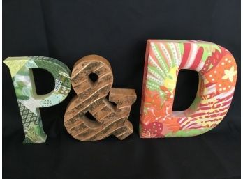 Decorative P&D Set Of Three Letters.