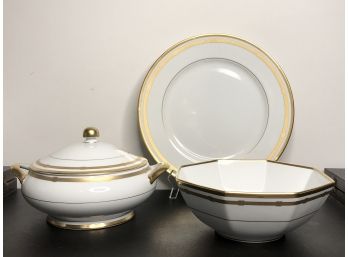 Christian Dior Gaudron White Gold Rimmed Serving Pieces