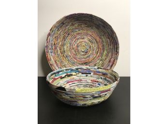 Two Recycled Magazine Bowls