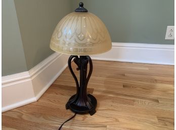 Victorian Styled Table Lamp With Etched Glass Shade