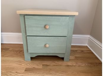Light Green Nightstand With Blond Wood Top (matches Dresser)