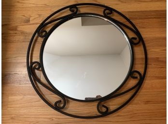 Round Mirror With Scrolled Metal Frame
