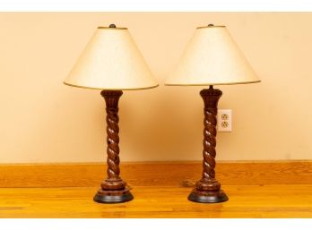 Pair Of Faux Wood Table Lamps