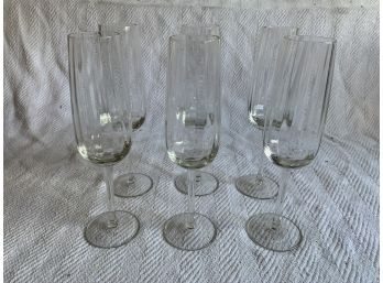 Lot Of 6 Glass Champagne Flutes