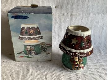 Elaine Thompson - Snowkins Collection Ceramic “Christmas Magic” Candle Holder
