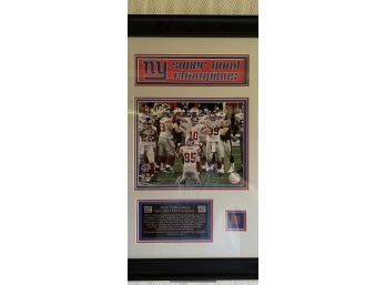 Limited Edition NY Giants Super Bowl XLII Champions Picture In Frame W/ Piece Of Game Used Football