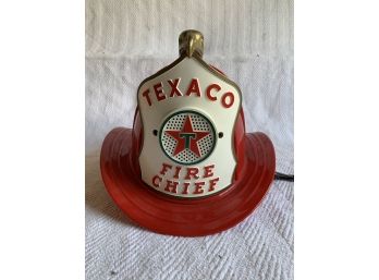 Vintage 1960’s “Texaco Fire Chief  - Kids Helmut” W/ Battery Pack & Microphone Intact - Not Tested