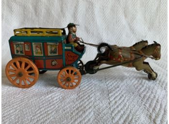 Vintage 1950’s Tin Litho Kentucky Stagecoach - Marked “Hadson - Japan”