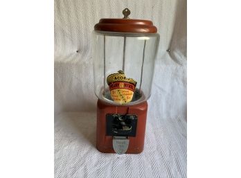 Vintage 1940’s Acorn Penny Or Nickel Gum Ball Vending Machine W/ Key