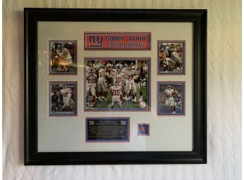 Authentic NY Giants Super Bowl XLII Champions In Frame With Piece Of Football