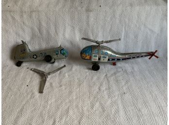 Lot Of 2 Vintage 1950’s Tin Litho Helicopters