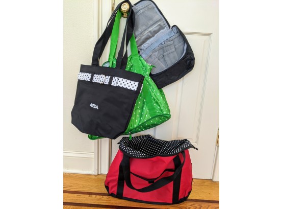 Thermal And Canvas Fun Polka Dot High Quality Bags In Red Green And Black And White