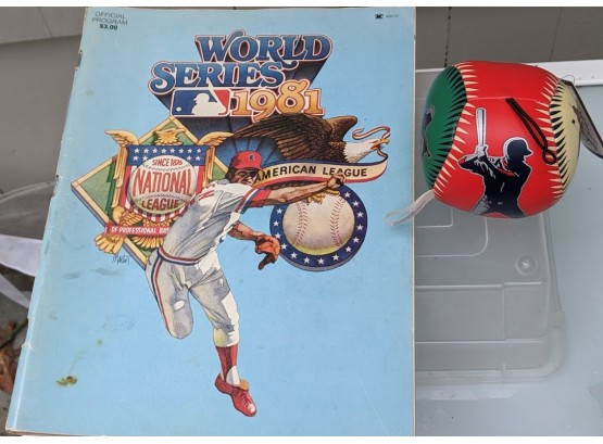 World Series 1981 Official Program And Toy Baseball