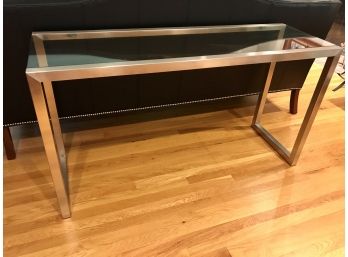 Nicely Designed Ethan Allen Chrome And Glass Sofa Table