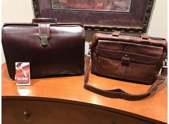 Pair Of Jack Georges Mens Briefcase Leather Bags $ 1000 Retail