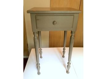 Vintage Painted Wood Side Table With Turned Legs
