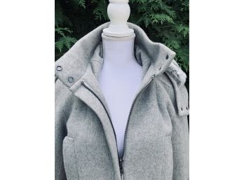 Vince Gray Wool/Rabbit Fur Lined Hooded Coat