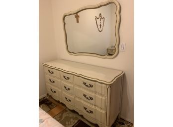 French Provincial Style Triple Dresser & Matching Mirror