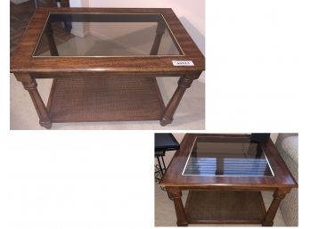 Pair Glass Top Side Tables