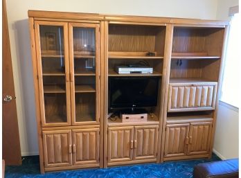 Three Part Light Stained Wall Unit